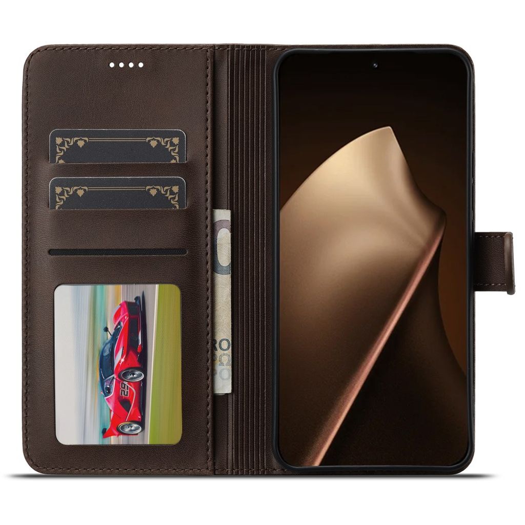 Lc.Imeeke Xiaomi 17T Fodral med Kortfack Stativfunktion Mörkbrun