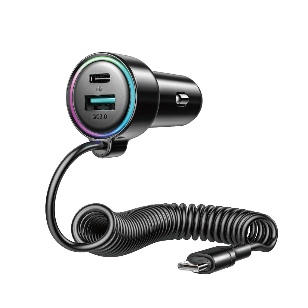 SiGN 3-i-1 Snabb Billaddare med 1.5m USB-C kabel 90W