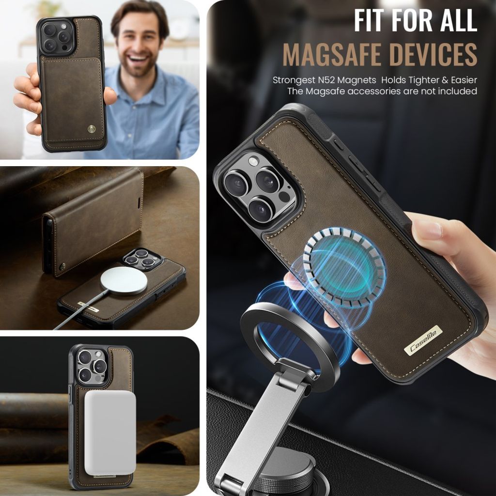 CaseMe iPhone 15 Pro Fodral C49 Series Brun