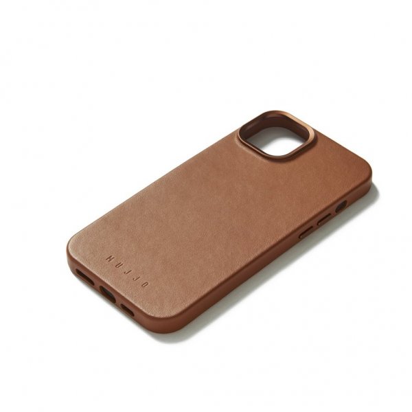 Mujjo iPhone 15 Skal Full Leather Case Dark Tan