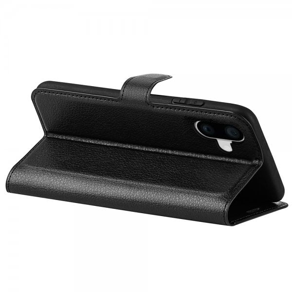 iPhone 16 Fodral Litchi Svart