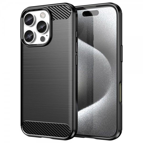 iPhone 16 Pro Skal Borstad Kolfibertextur Svart