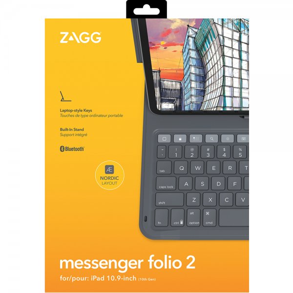 ZAGG iPad 10.9 (gen 10)/iPad 11 (A16) Fodral med tangentbord Messenger Folio 2 Nordic Layout Charcoal