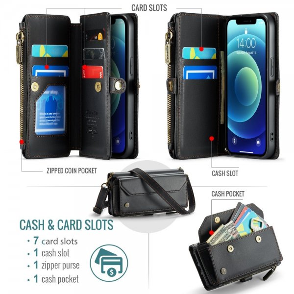 CaseMe iPhone 12/iPhone 12 Pro Fodral C36 Series Svart
