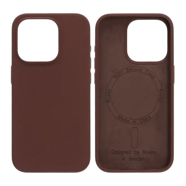 Rvelon iPhone 15 Pro Skal Silikon MagSafe Brun