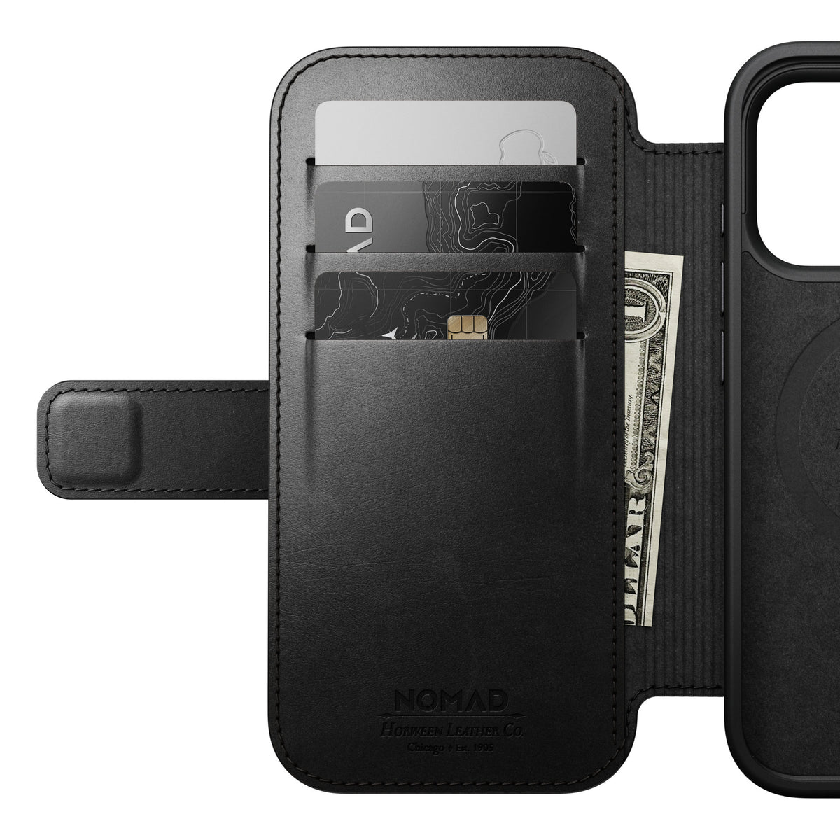 Nomad iPhone 17 Pro/iPhone 18 Pro Fodral Modern Leather Folio Horween Svart