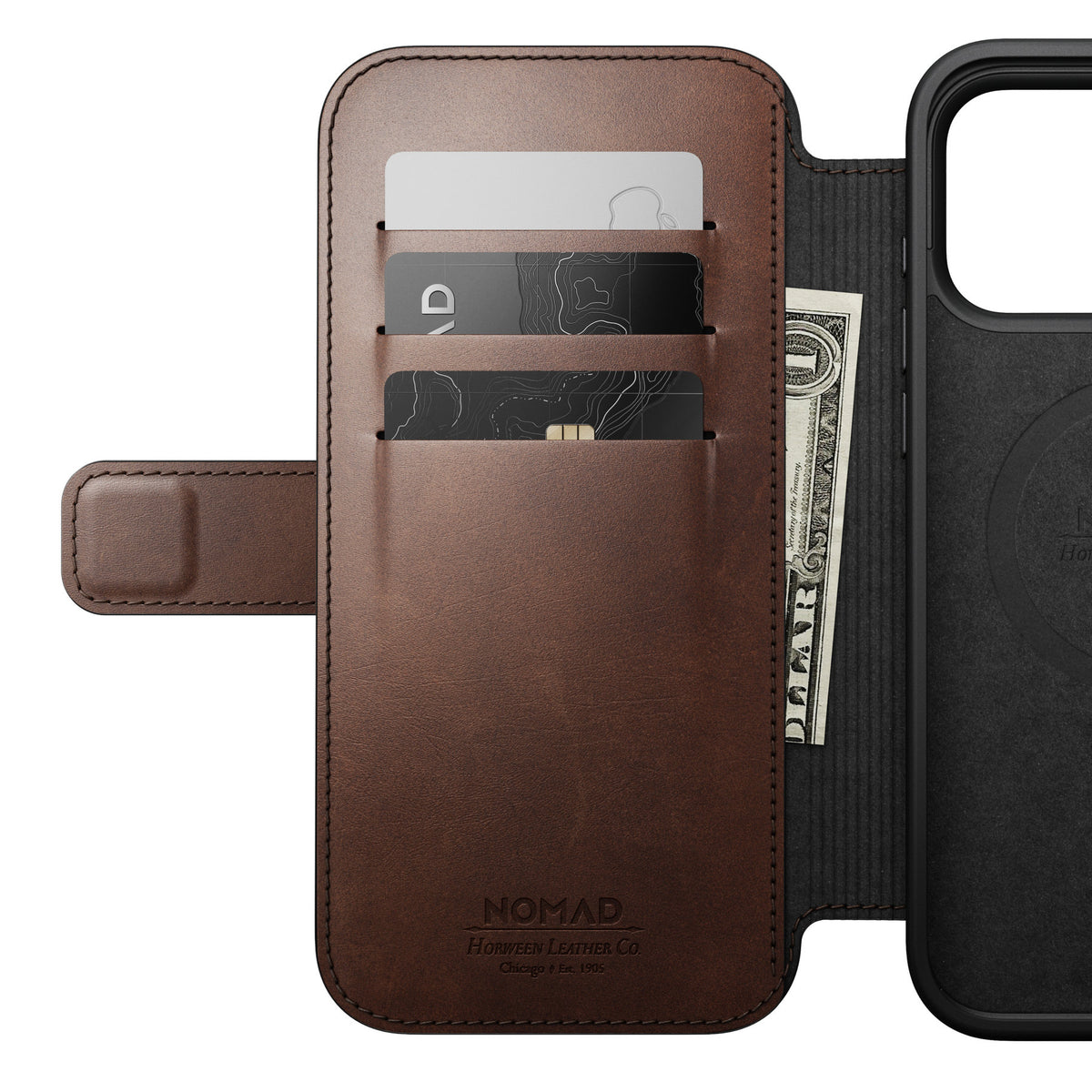Nomad iPhone 17 Pro Max/iPhone 18 Pro Max Fodral Modern Leather Folio Horween Rustic Brown