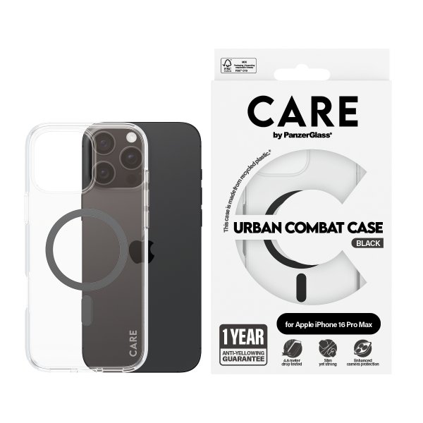 CARE by PanzerGlass iPhone 16 Pro Max Skal Urban Combat MagSafe Svart Transparent