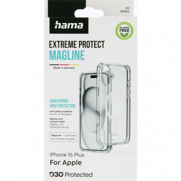 Hama iPhone 16 Plus Skal Extreme Protect MagLine Transparent
