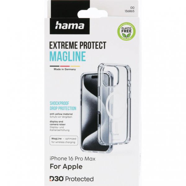 Hama iPhone 16 Pro Max Skal Extreme Protect MagLine Transparent