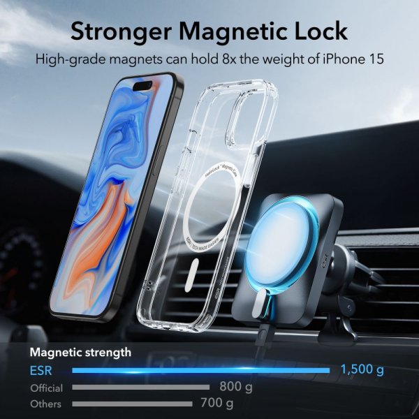 ESR iPhone 15 Skal Classic Hybrid HaloLock Transparent