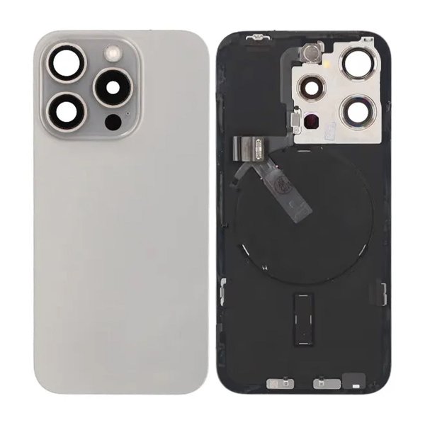iPhone 15 Pro Baksida Glas Komplett OEM - Naturlig Titan