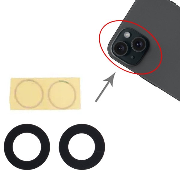 iPhone 15 och 15 Plus Pro Kameraglas med självhäftande tejp