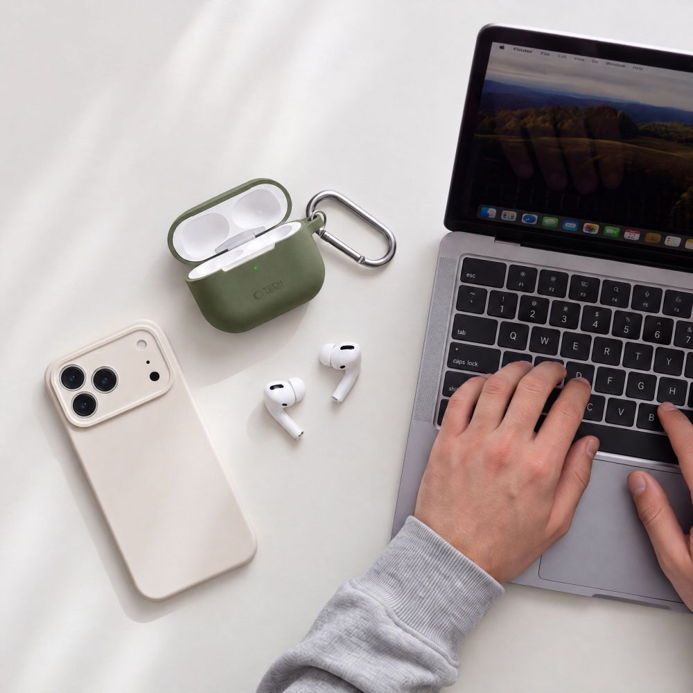 Tech-Protect AirPods 4 Skal Silicone Hook Grön