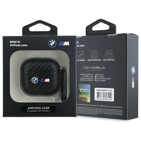 BMW AirPods 4 Skal Carbon Double Logo Svart