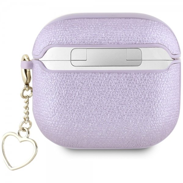 Guess AirPods 4 Skal Metallic Script Charm Lila