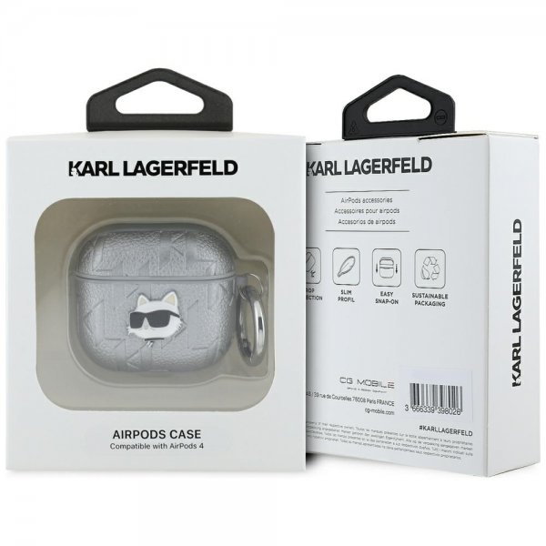Karl Lagerfeld AirPods 4 Skal Monogram Choupette Silver