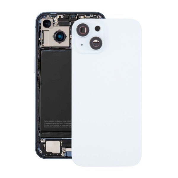 iPhone 15 Plus Baksida Glas med Magnet och Kameralins - Vit