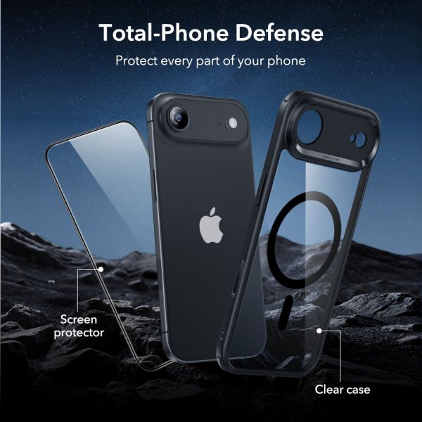 ESR iPhone Air Skal och Skärmskydd Classic Hybrid MagSafe Set Svart Transparent