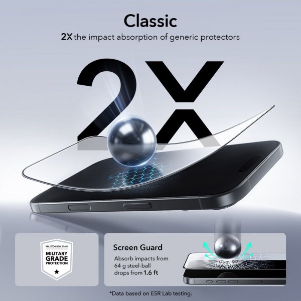 ESR iPhone 16 Pro/iPhone 17 Skärmskydd UltraFit 2-pack
