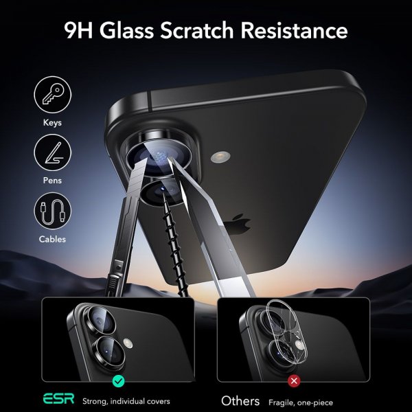 ESR iPhone 16/iPhone 16 Plus/iPhone 17 Kameraskydd Armorite Svart