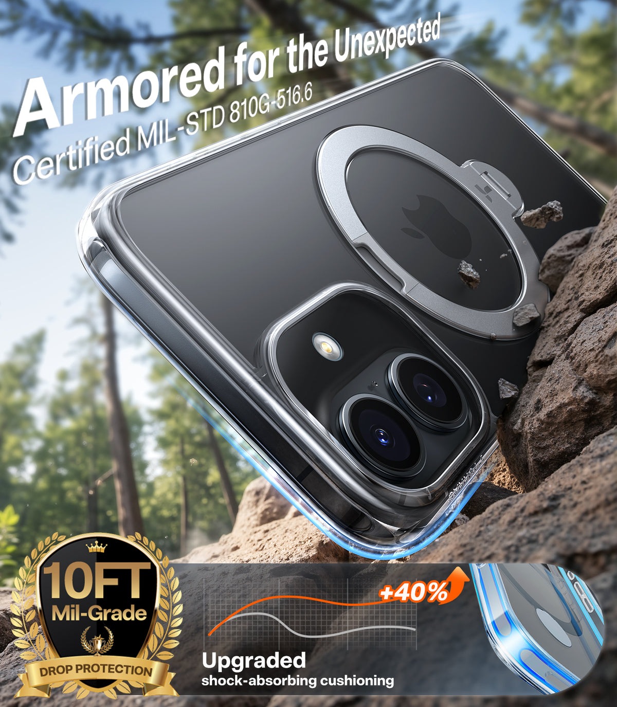 Torras iPhone 17 Skal Ostand Q3 Spin Transparent