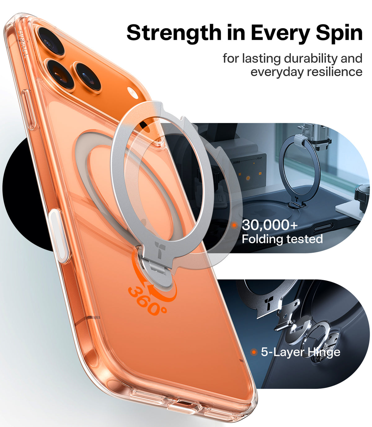 Torras iPhone 17 Pro Max Skal Ostand Q3 Spin Transparent