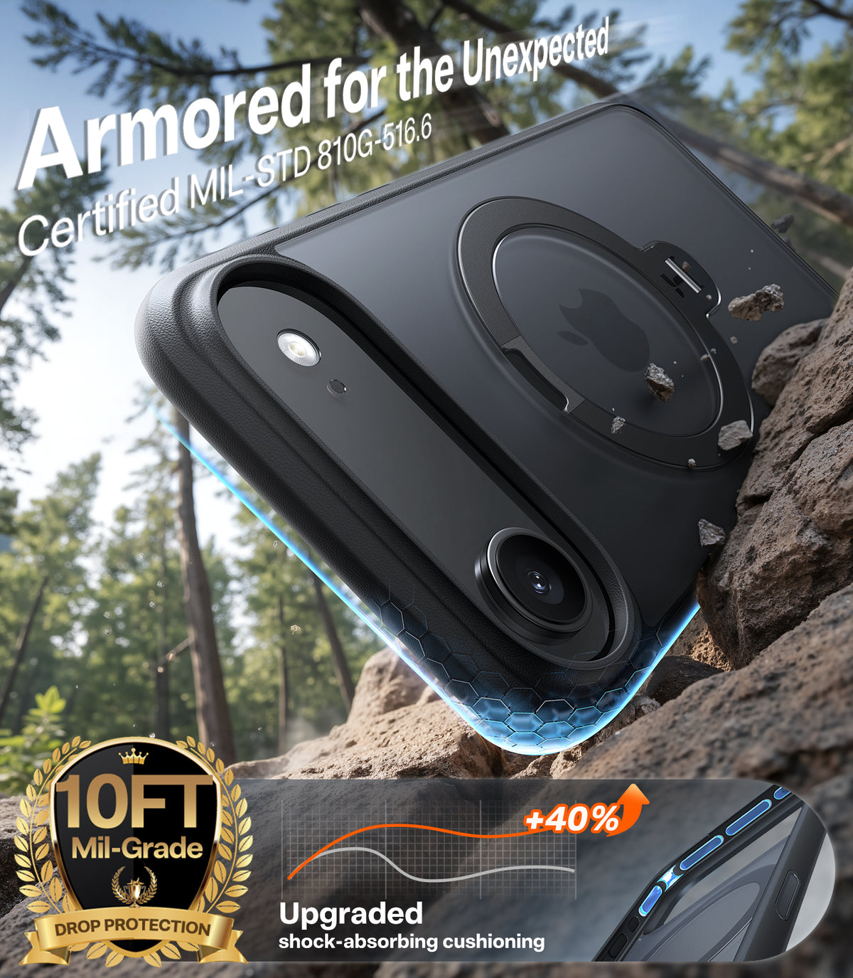 Torras iPhone Air Skal Ostand Q3 Spin Obsidian Black
