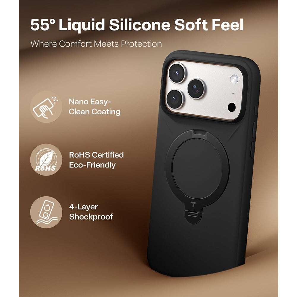 Torras iPhone 17 Pro Skal Ostand Q3 Silicone Obsidian Black