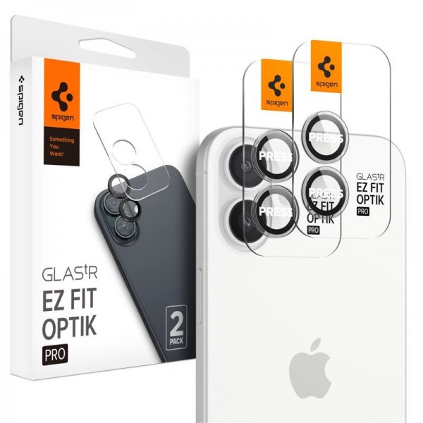 Spigen iPhone 16/16 Plus/17 Kameraskydd GLAS.tR EZ Fit Optik Pro 2-pack Crystal Clear
