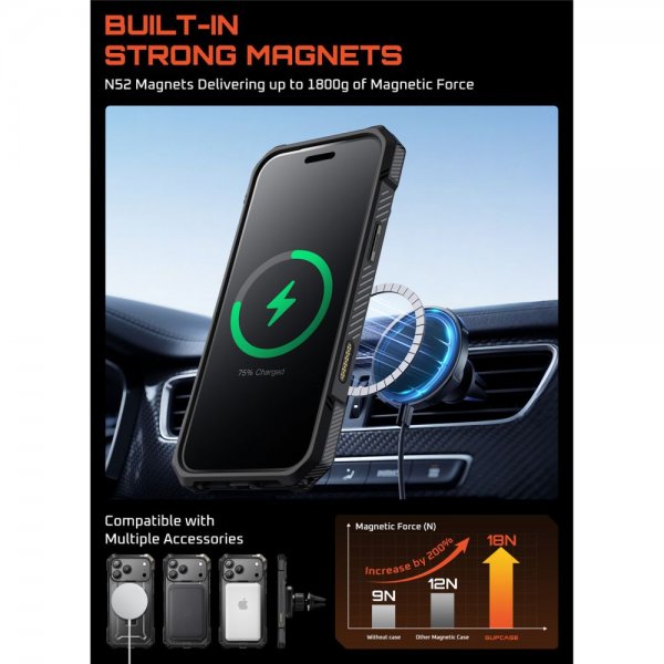 Supcase iPhone 17 Pro Skal UB Grip MagSafe Svart