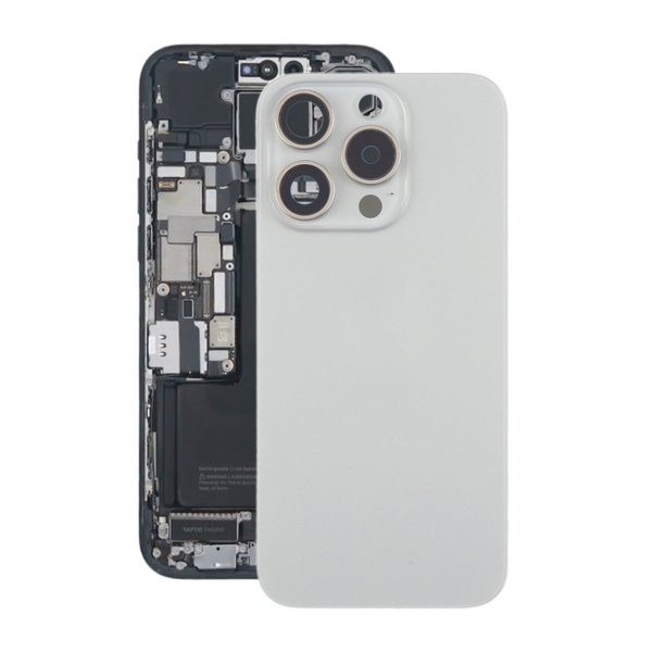 iPhone 15 Pro Baksida Glas med Magnet och Kameralins - Naturlig Titan