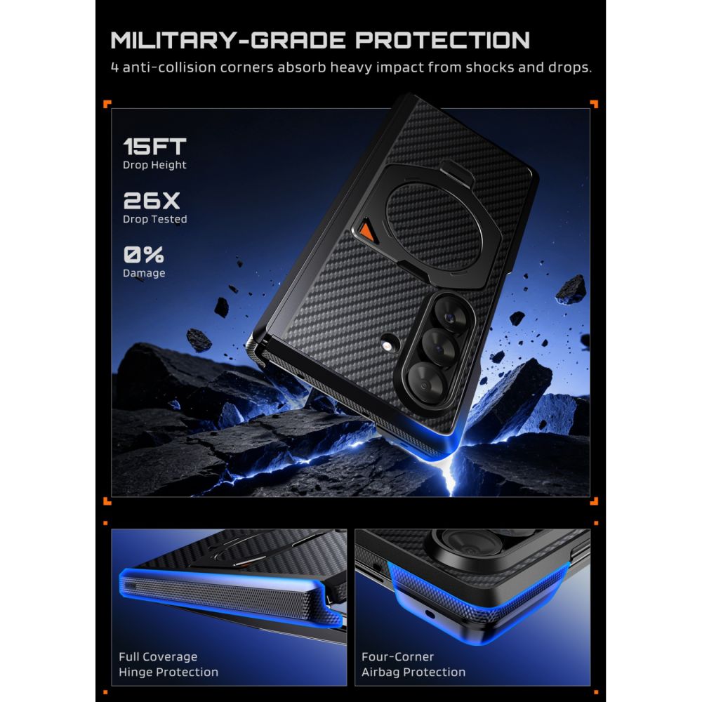 Supcase Samsung Galaxy Z Fold 8 Ultra Skal Aero MagSafe Kolfiber Svart