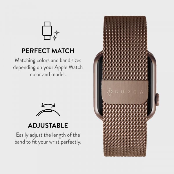 Burga Apple Watch 44/45/46mm/Ultra 49mm Armband Metal Mesh Roseguld