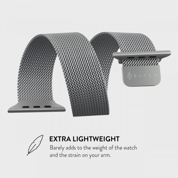 Burga Apple Watch 44/45/46mm/Ultra 49mm Armband Metal Mesh Silver