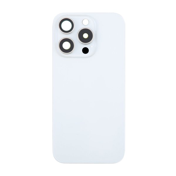 iPhone 16 Pro Max Baksida Glas med Magnet och Kameralins - Vit Titan