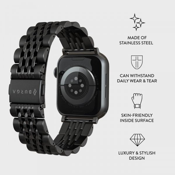 Burga Apple Watch 44/45/46mm/Ultra 49mm Armband Metal Svart