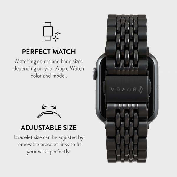 Burga Apple Watch 38/40/41/42mm Armband Metal Svart