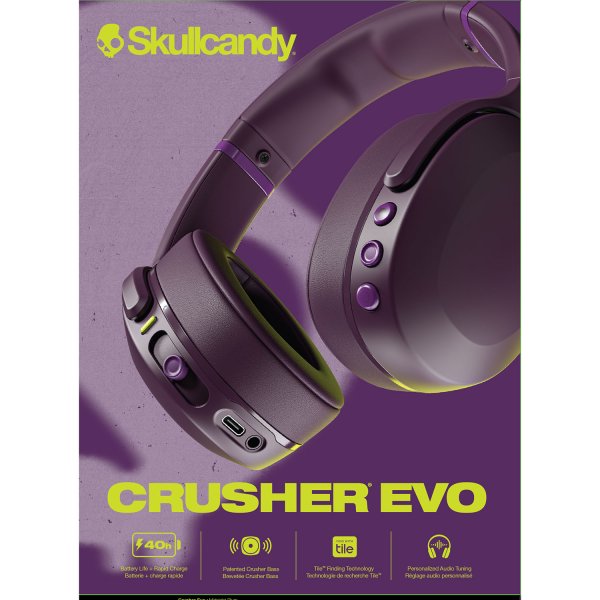 Skullcandy Trådlösa Hörlurar Crusher Evo Over-Ear Midnight Plum