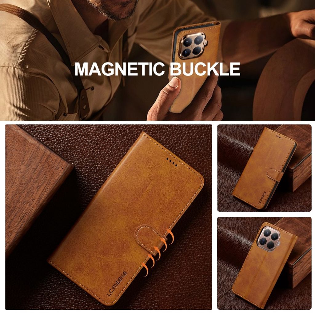 Lc.Imeeke Xiaomi 17T Pro Fodral med Kortfack Stativfunktion Ljusbrun