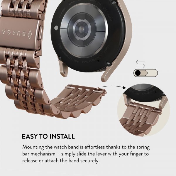 Burga Samsung Galaxy Watch 22mm Armband Metal Roseguld