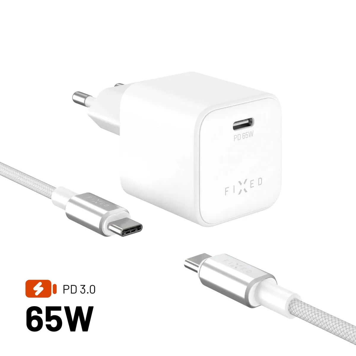Fixed Laddare med USB-C kabel Mini PD 65W GaN