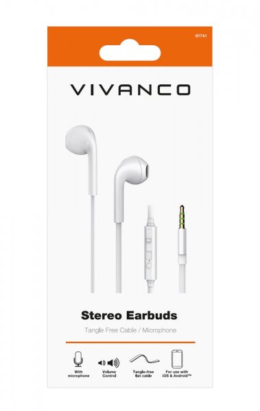 Vivanco Hörlurar Stereo Earbuds 3.5mm Vit