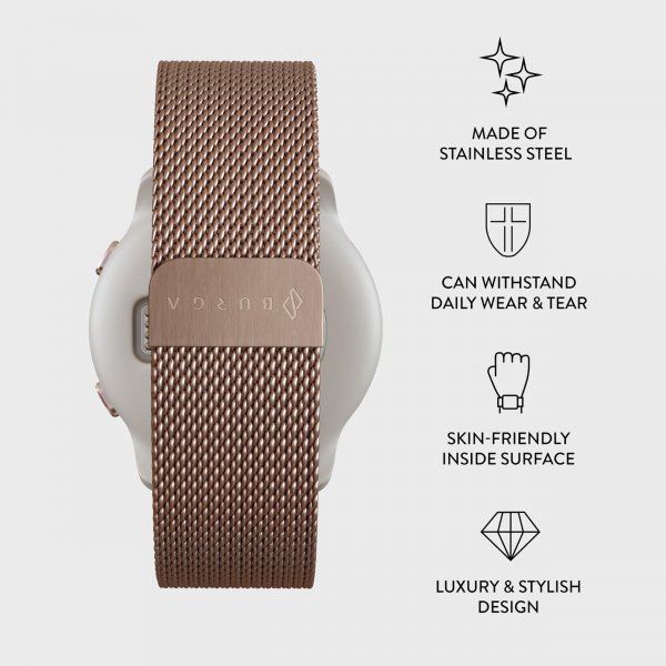 Burga Samsung Galaxy Watch 20mm Armband Metal Mesh Roseguld