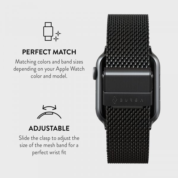Burga Apple Watch 38/40/41/42mm Armband Mesh Elegance Svart