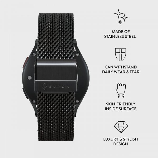 Burga Samsung Galaxy Watch 20mm Armband Mesh Elegance Svart