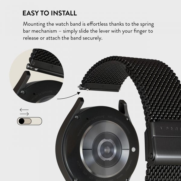Burga Samsung Galaxy Watch 22mm Armband Mesh Elegance Svart