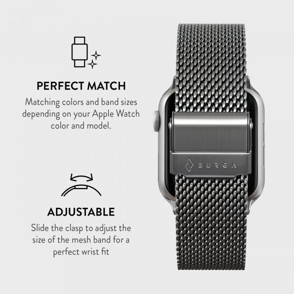 Burga Apple Watch 38/40/41/42mm Armband Mesh Elegance Silver