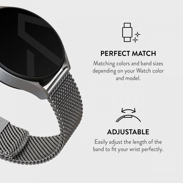 Burga Samsung Galaxy Watch 20mm Armband Mesh Elegance Silver