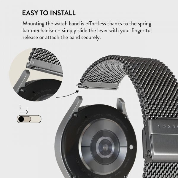 Burga Samsung Galaxy Watch 20mm Armband Mesh Elegance Silver